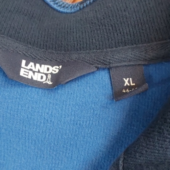 Lands' End Cobalt Blue Checker Sweater 1/4 Zip Heavyweight Warm Sz.XL - Picture 9 of 9